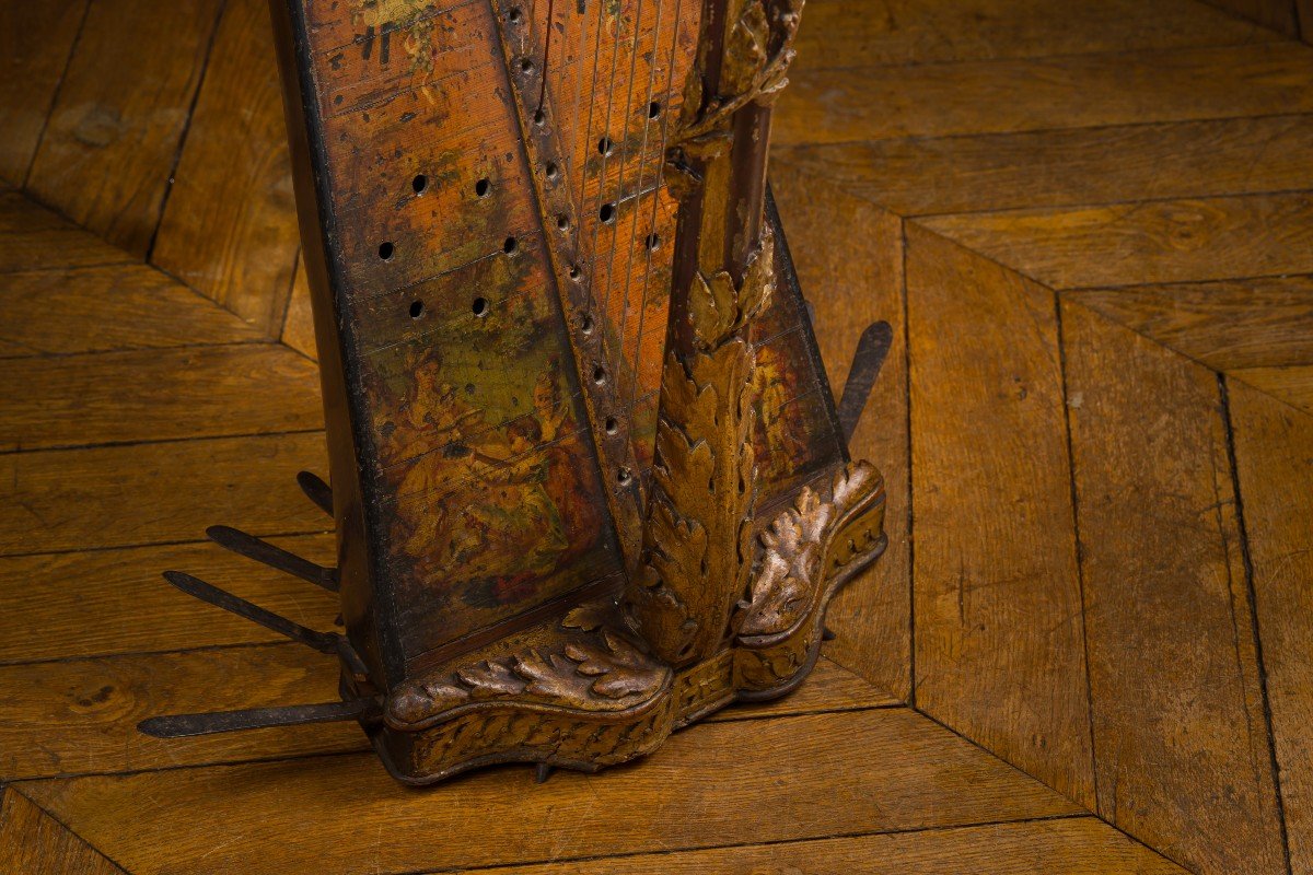Louis XVI Period Gilded And Carved Wooden Pedal Harp-photo-4