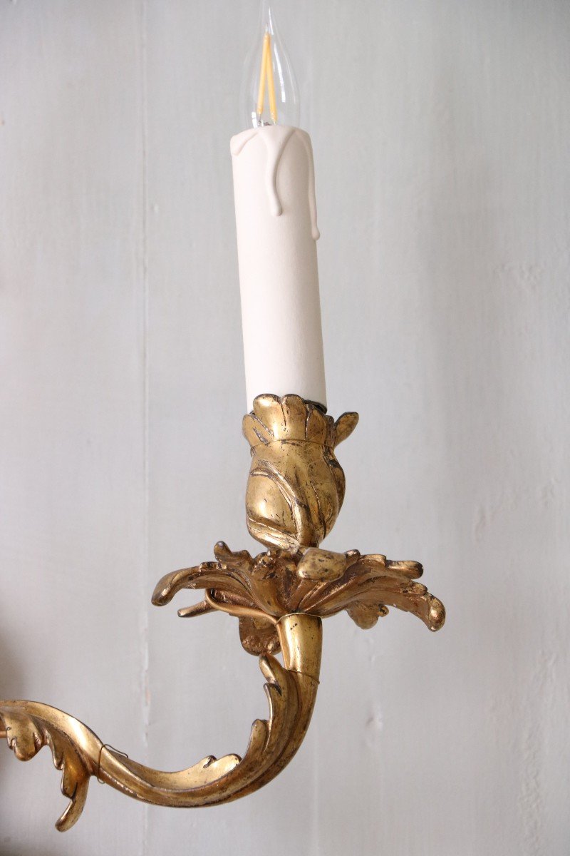 Paire d'Applique Louis XV En Bronze Doré-photo-1