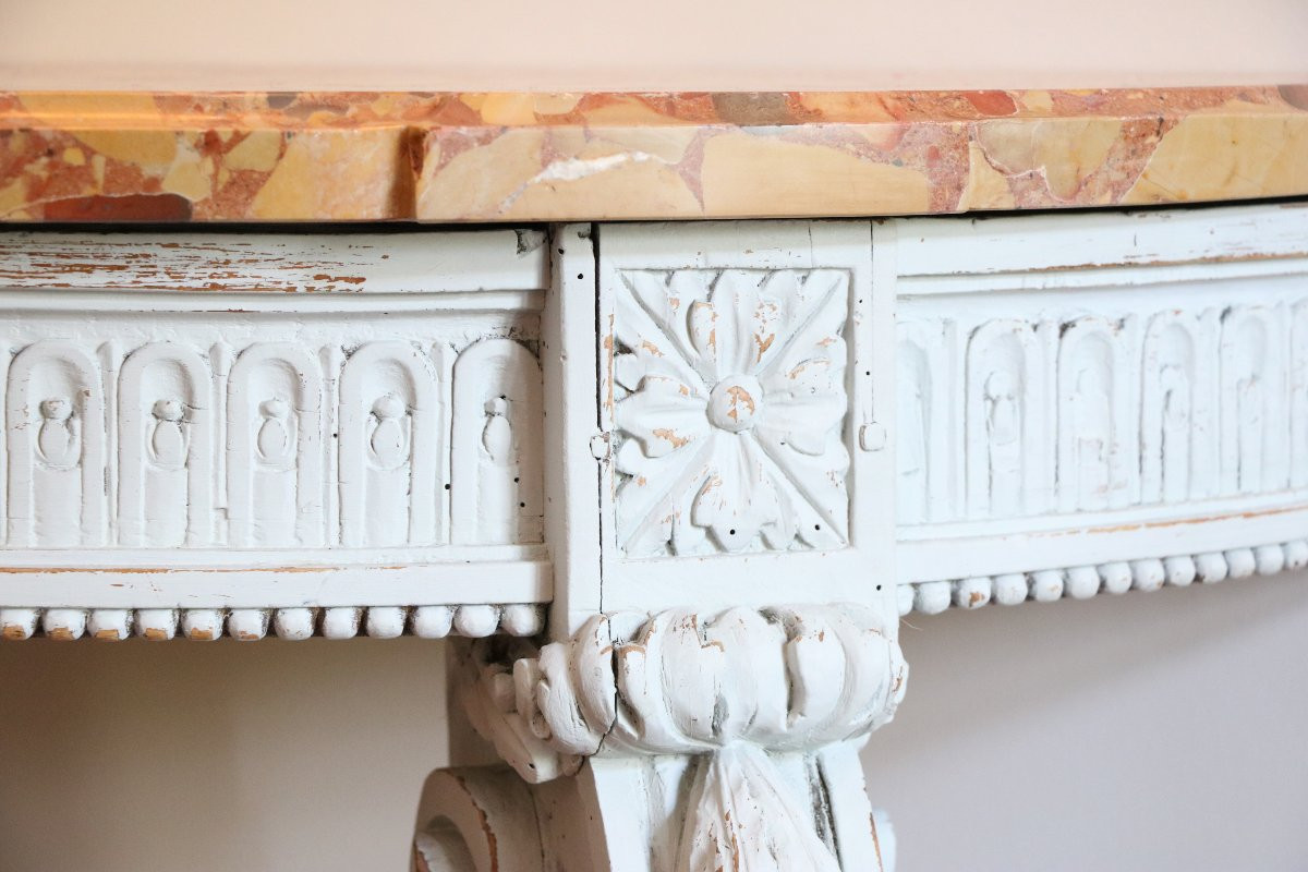 Louis XVI Console In Molded And Carved Beech-photo-4