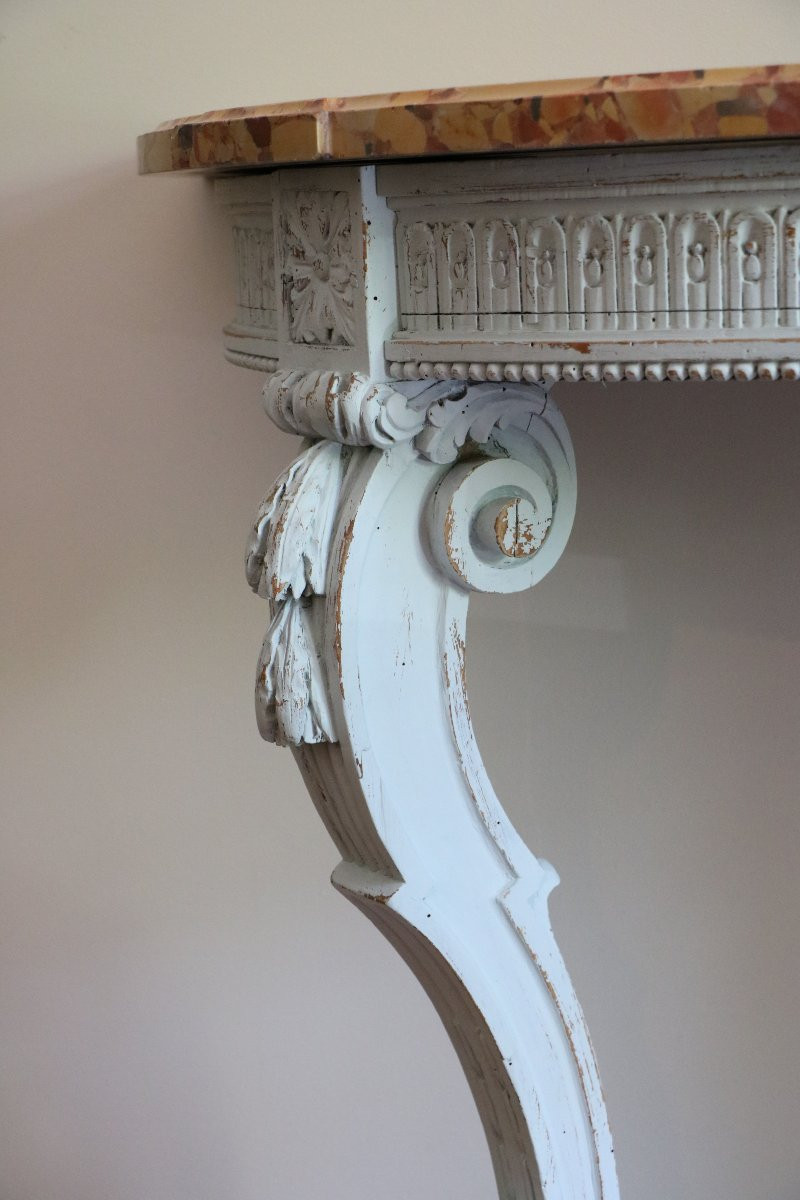 Louis XVI Console In Molded And Carved Beech-photo-4