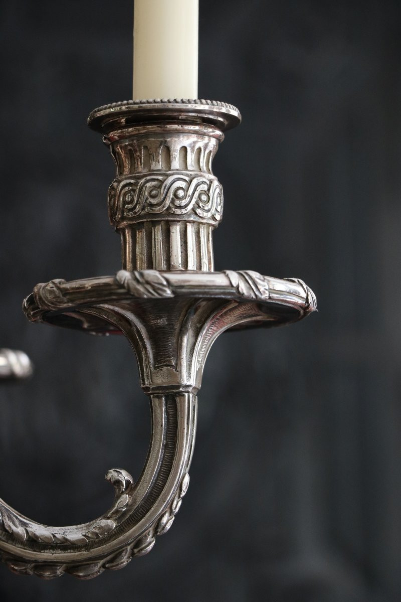 Pair Of Four-arm Plated Metal Candlesticks-photo-1