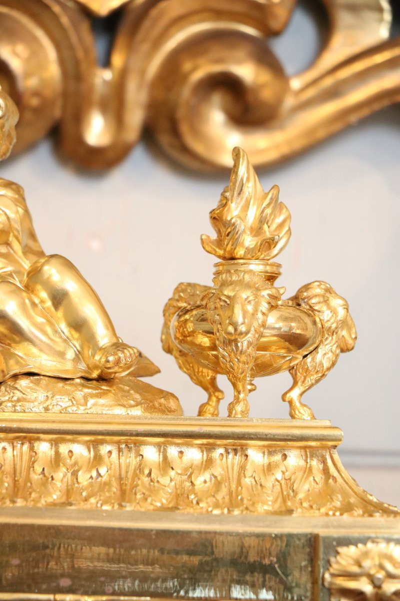 Pair Of Louis XVI Gilt Bronze Andirons-photo-5