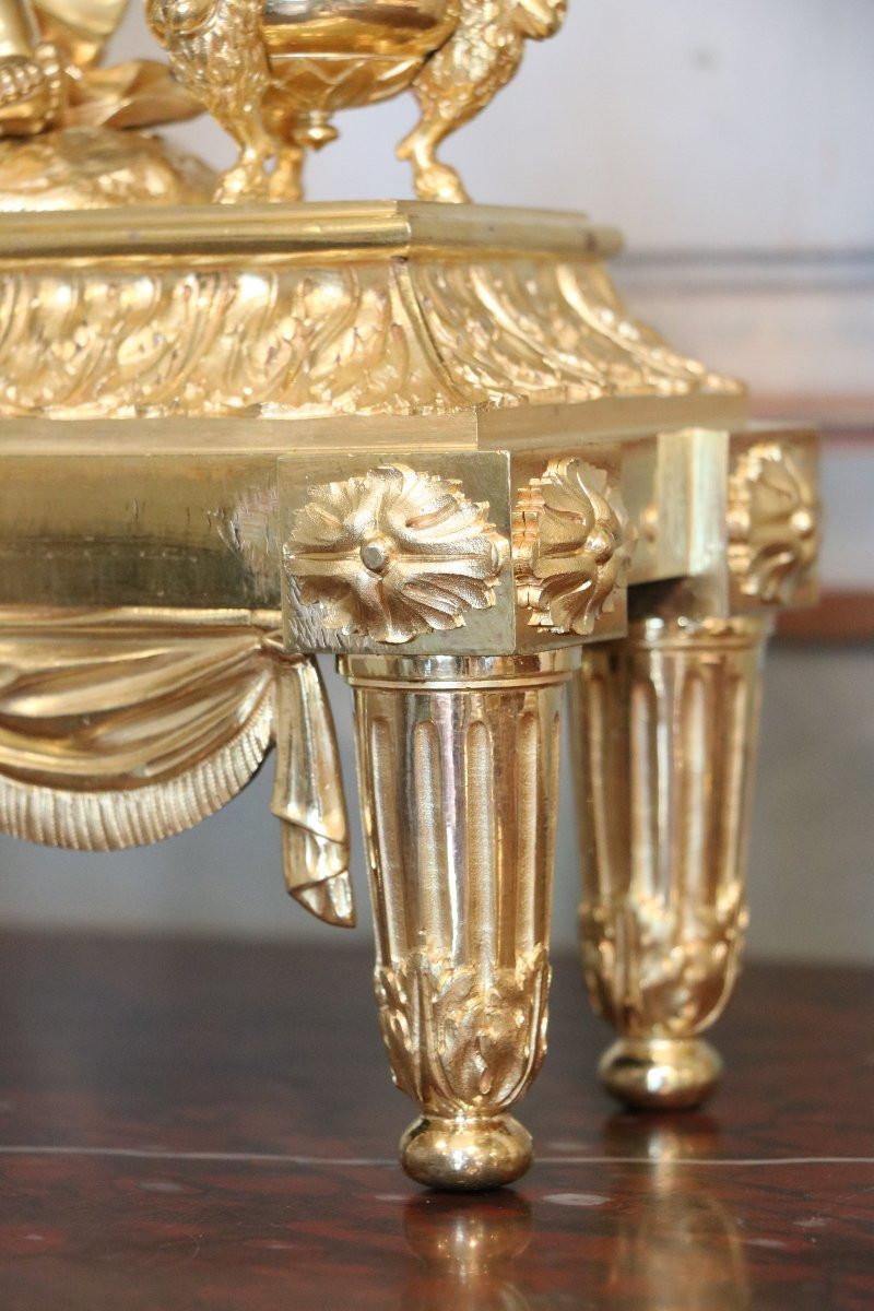 Pair Of Louis XVI Gilt Bronze Andirons-photo-6