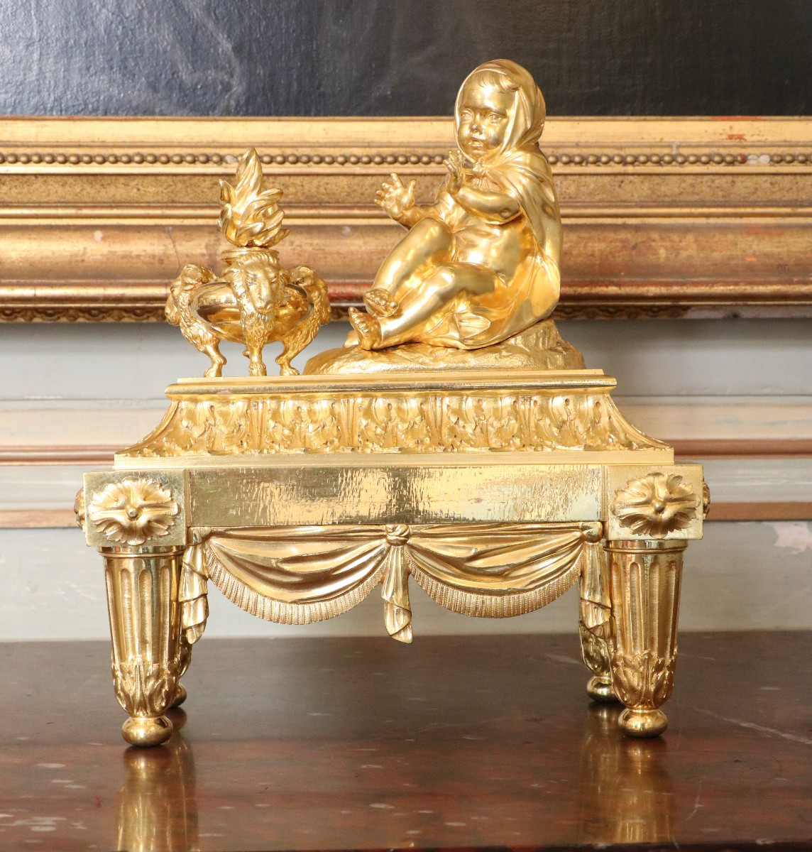 Pair Of Louis XVI Gilt Bronze Andirons
