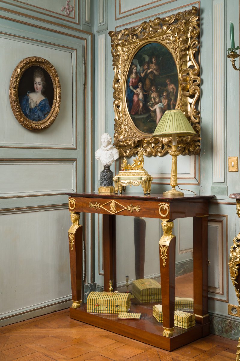 Paire De Tables Consoles En Acajou Estampillée Bernard Molitor-photo-2