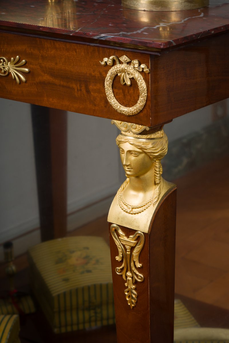 Paire De Tables Consoles En Acajou Estampillée Bernard Molitor-photo-3