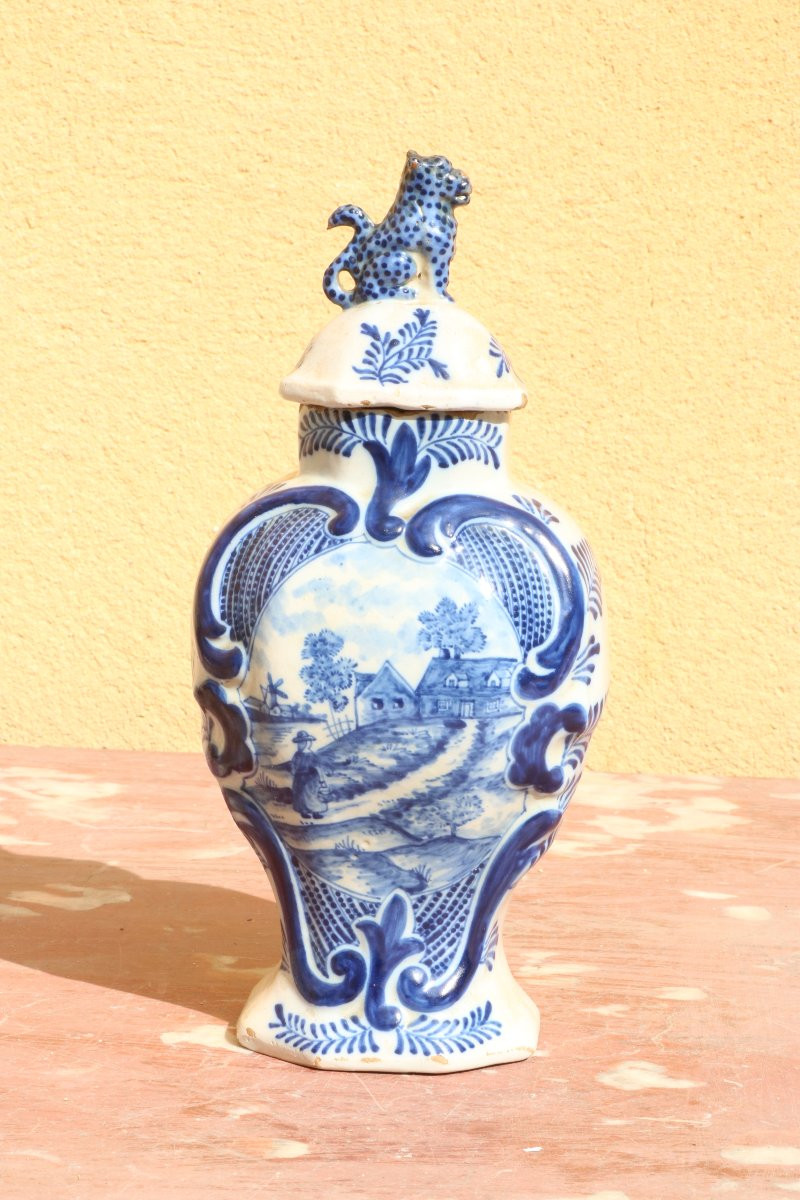 Suite De Cinq Vases En Faïence De Delft XVIIIème-photo-4