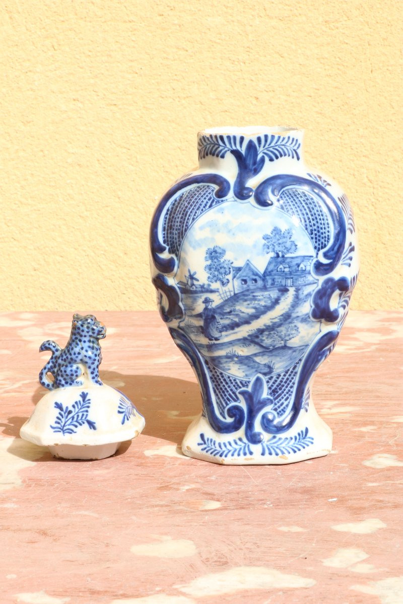 Suite De Cinq Vases En Faïence De Delft XVIIIème-photo-2