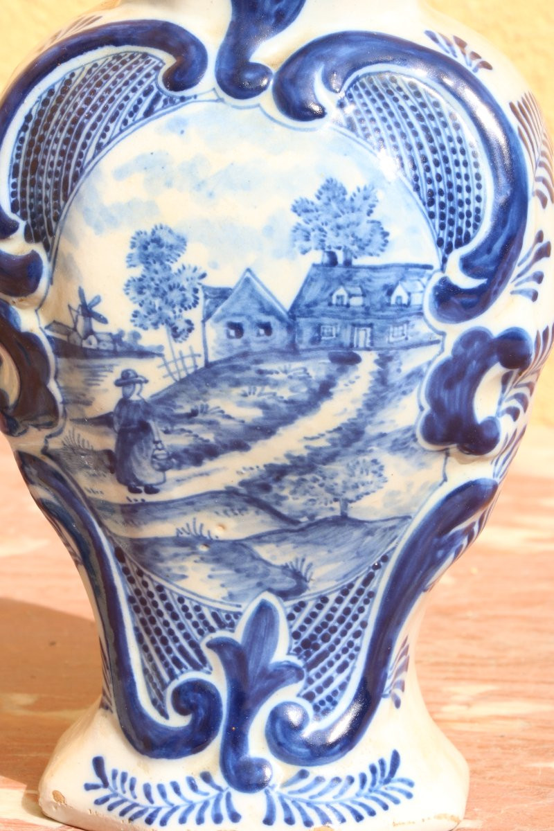 Suite De Cinq Vases En Faïence De Delft XVIIIème-photo-3