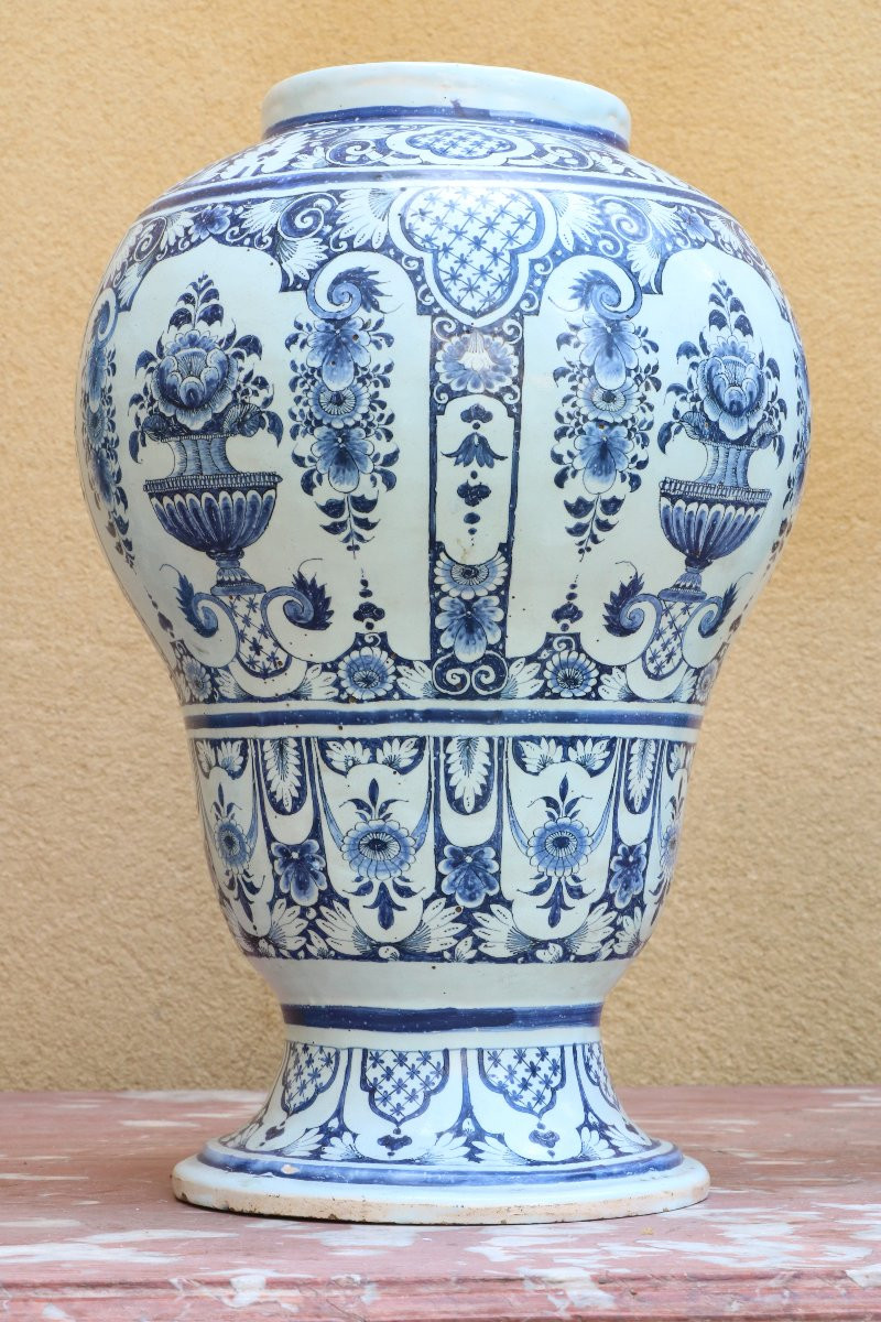 Set Of Three Rouen Earthenware Vases-photo-3