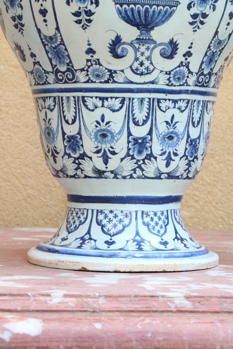 Set Of Three Rouen Earthenware Vases-photo-4