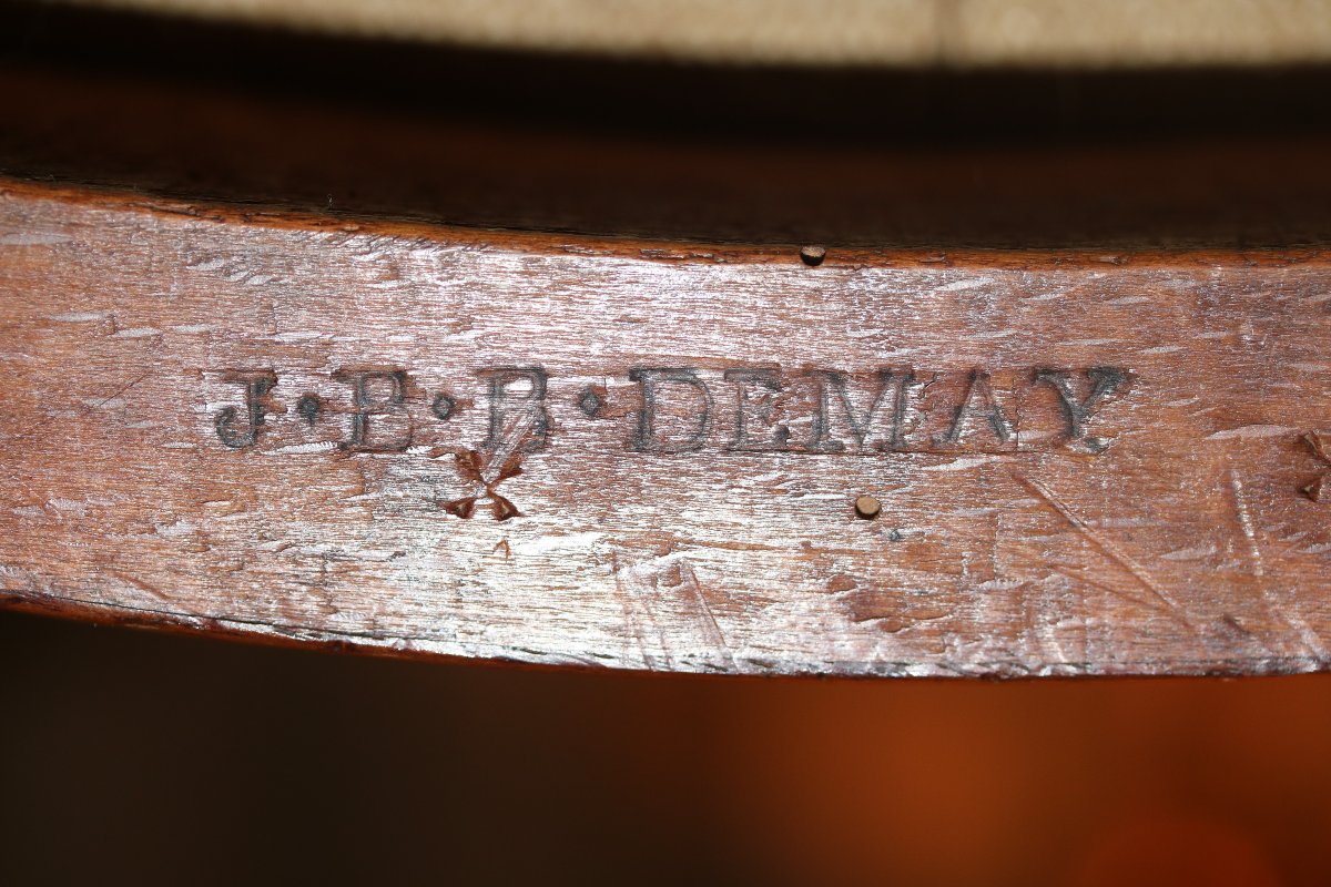 Suite de deux bergères, deux fauteuils et un canapé estampillée Demay-photo-7