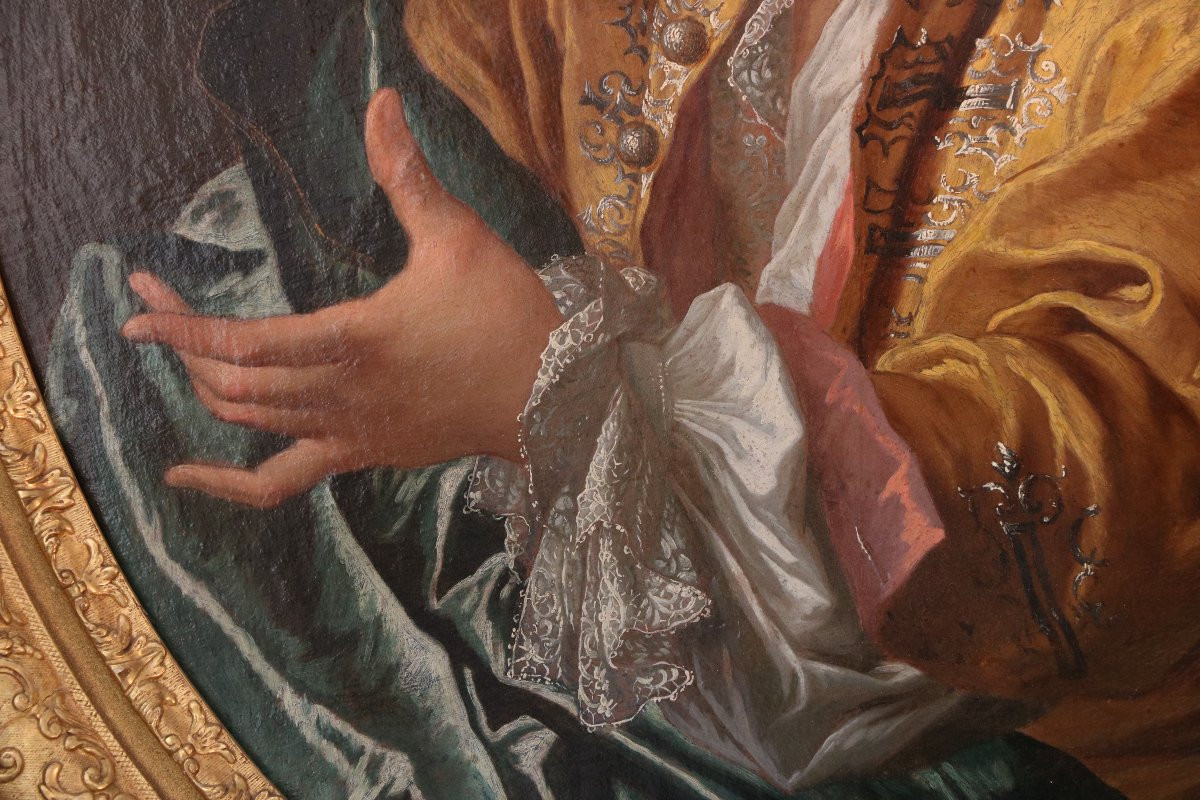 Portrait Of A Man In Green Drapery Attributed To André Bouys (1656-1740)-photo-3