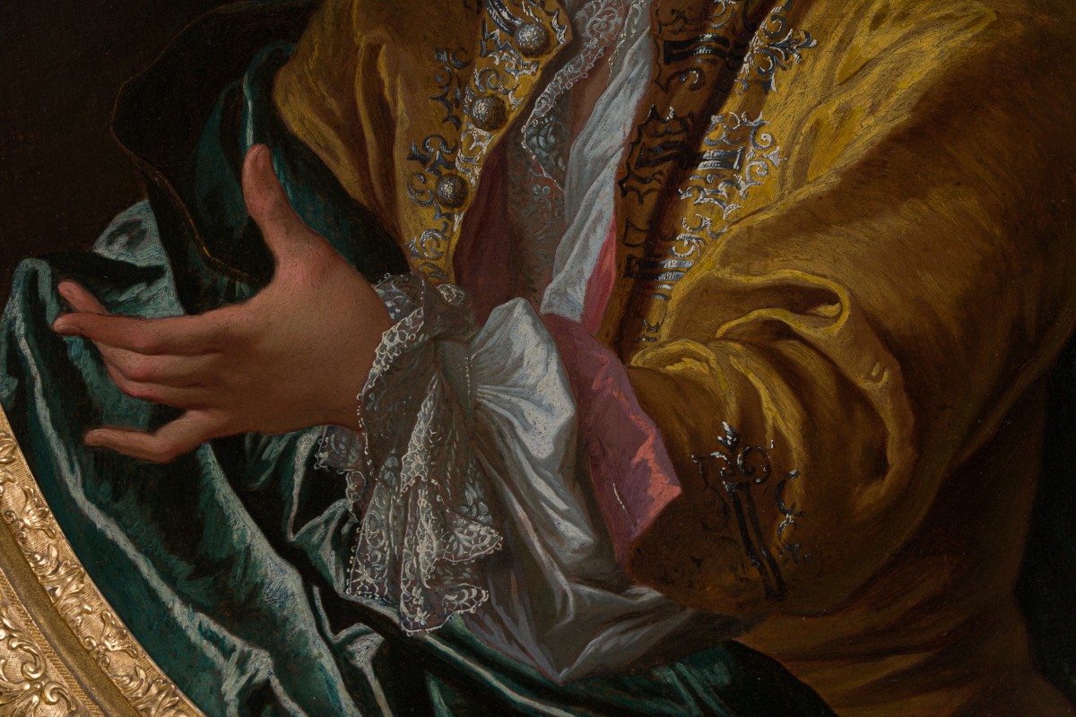 Portrait d’homme au drapé vert attribué à André BOUYS (1656-1740)-photo-3