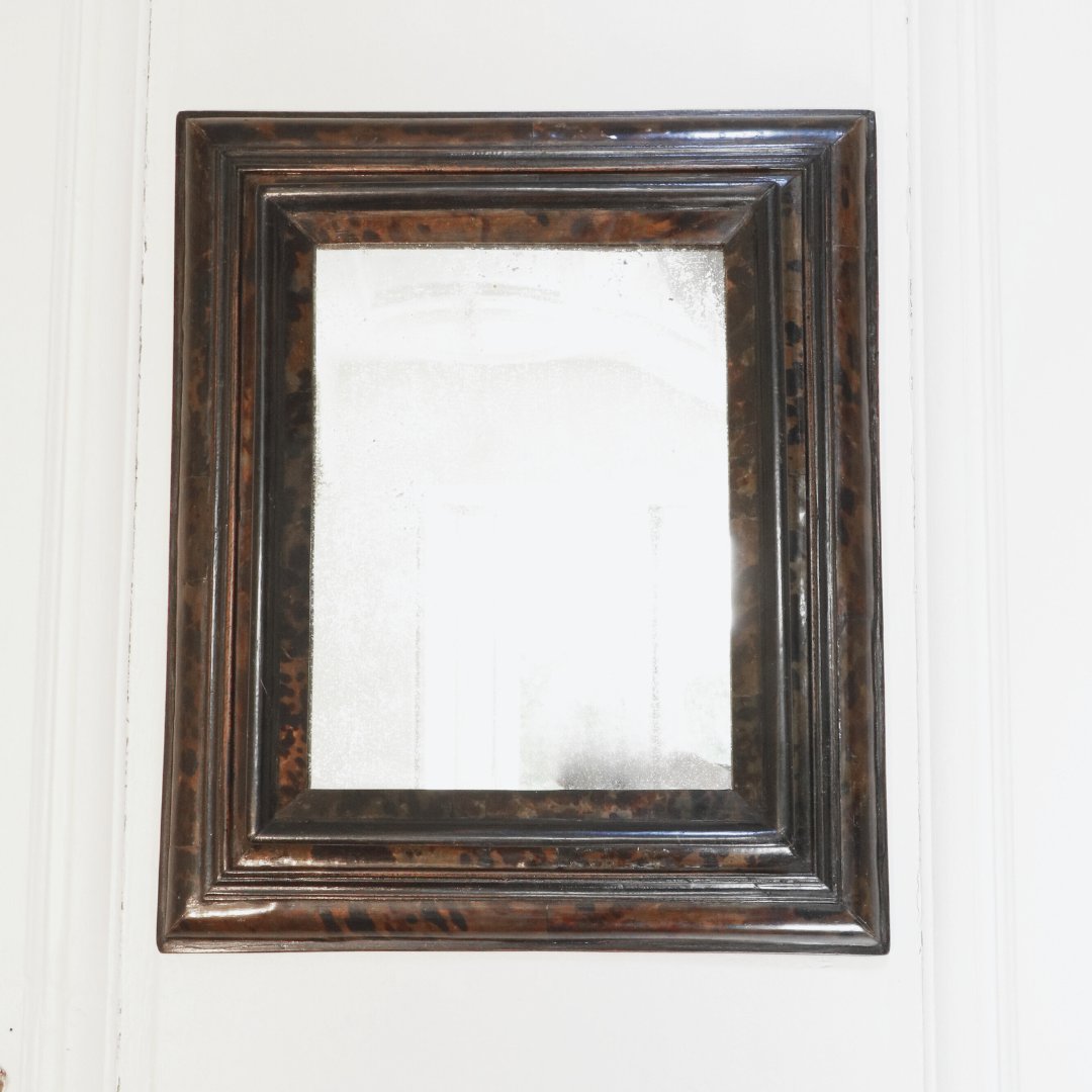Pair Of Louis XIV Period Mirrors In Ebony Veneered With Tortoiseshell-photo-3