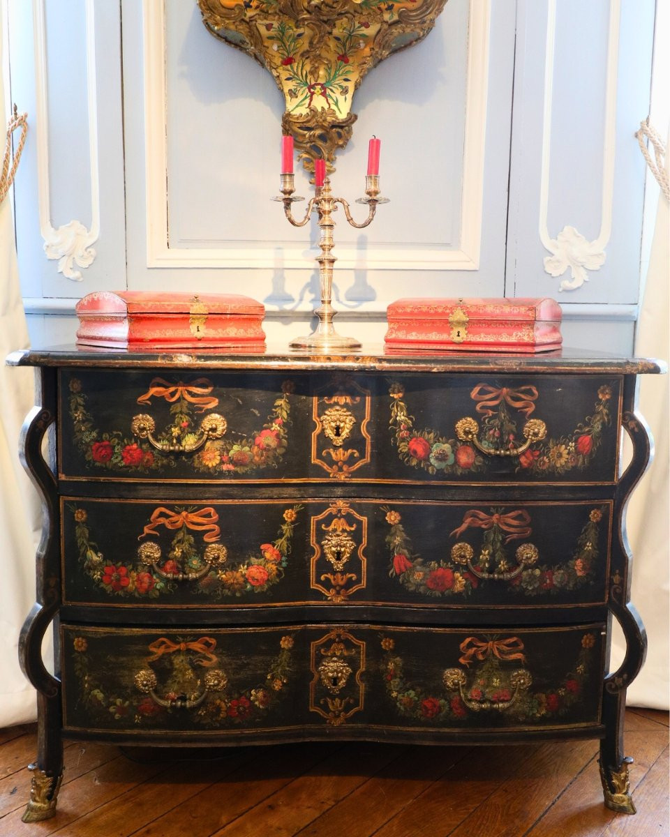 Commode laquée d'époque Louis XIV-photo-2
