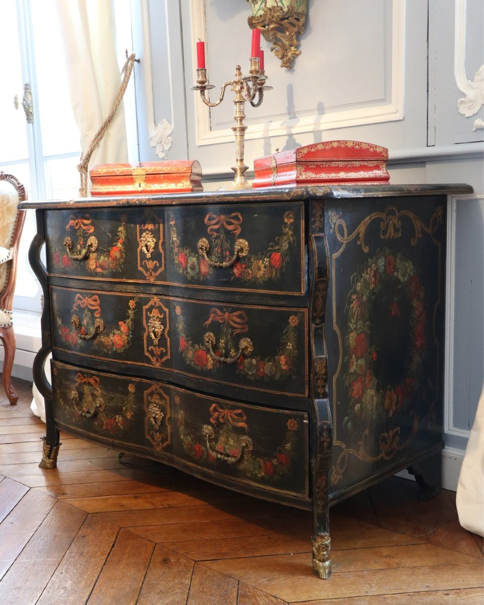 Commode laquée d'époque Louis XIV-photo-3