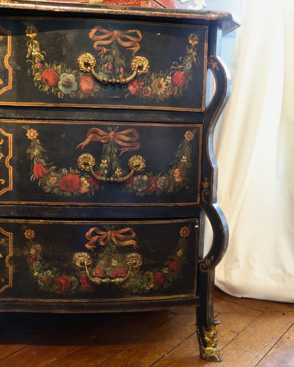 Commode laquée d'époque Louis XIV-photo-4