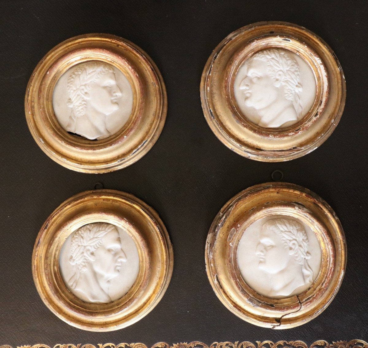 Set Of Four White Marble Medallions