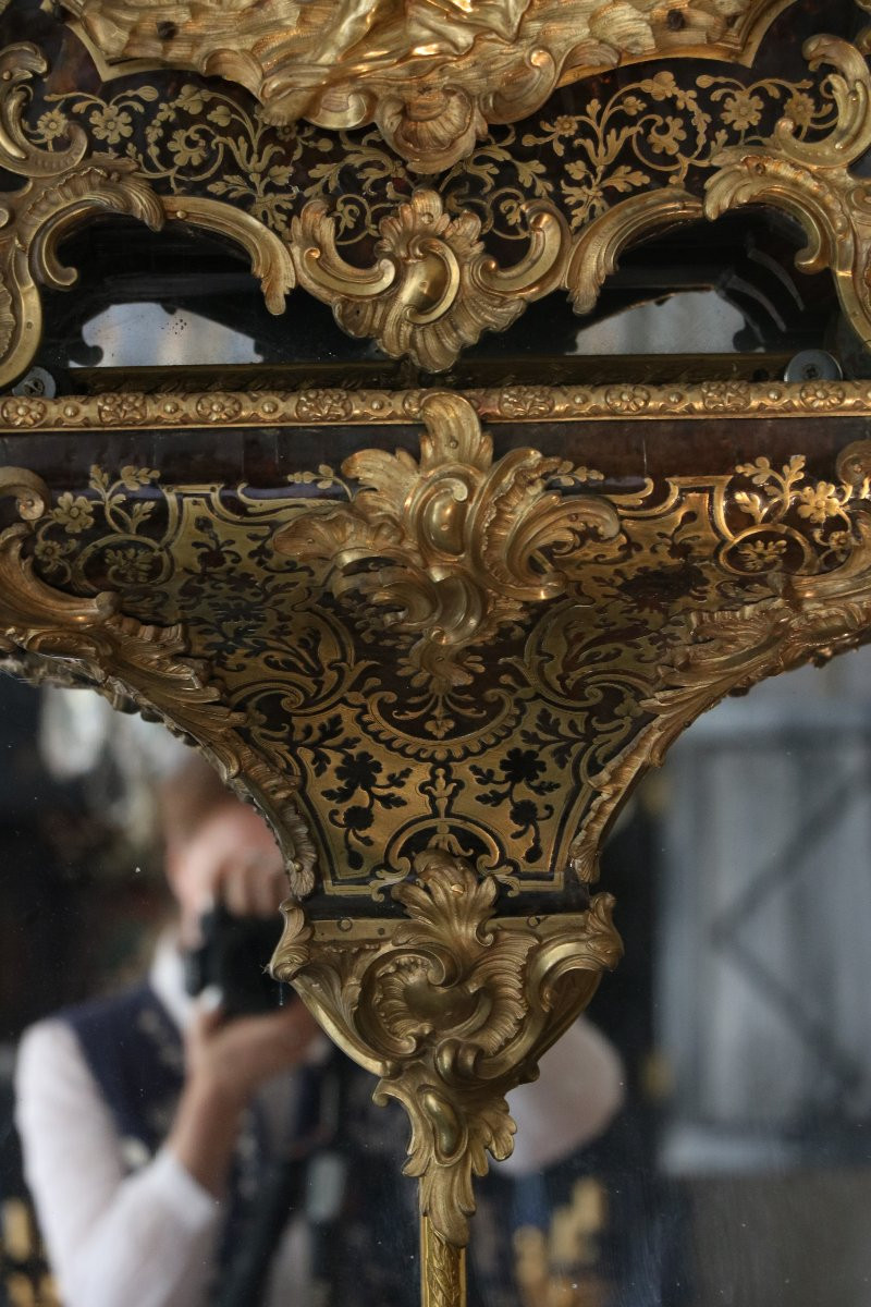 artel en marqueterie Boulle et sa console d’applique au C couronné-photo-3