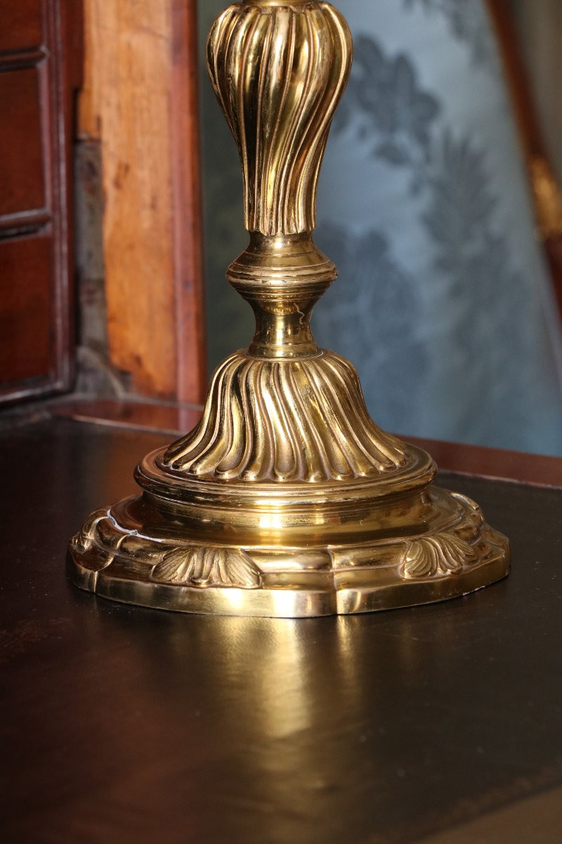 Pair Of Louis XV Period Gilt Bronze Candlesticks-photo-4