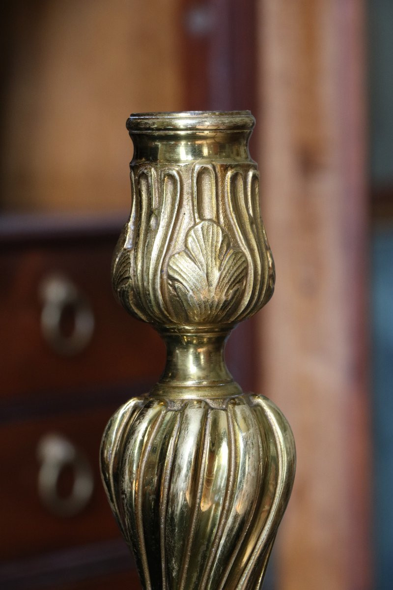 Pair Of Louis XV Period Gilt Bronze Candlesticks-photo-1