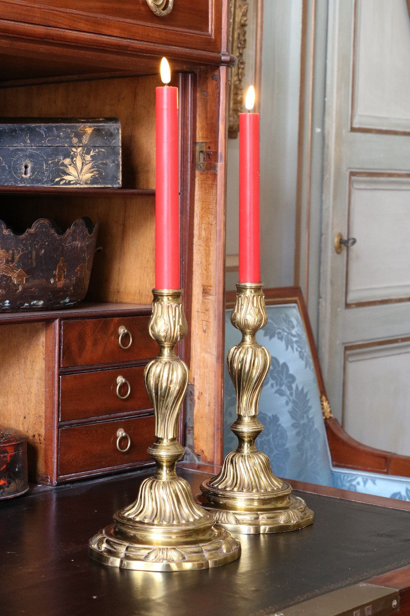 Pair Of Louis XV Period Gilt Bronze Candlesticks