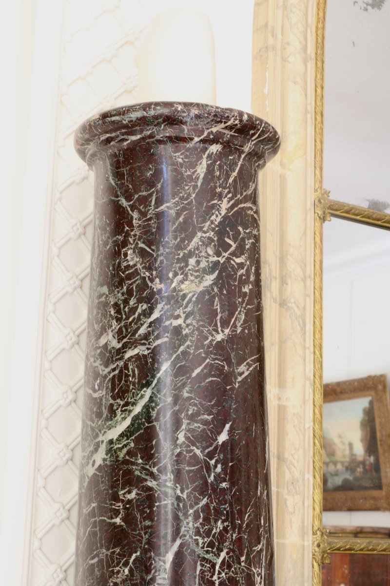Paire de colonnes en marbre levanto vert et rouge-photo-4