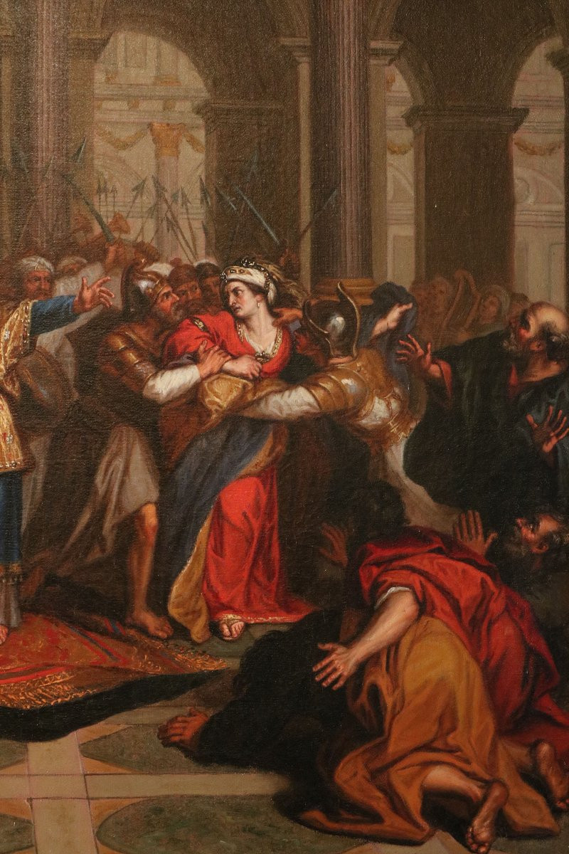 “athaliah Driven From The Temple” French School Of The 18th Century.-photo-4