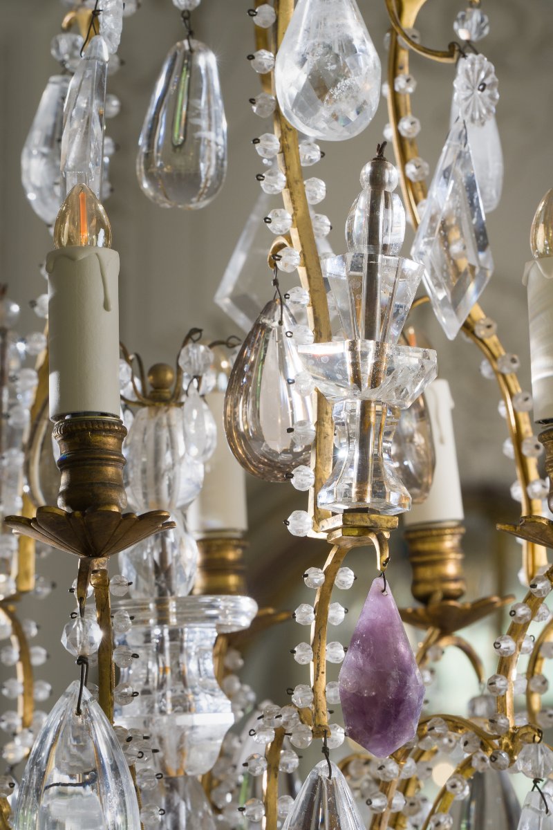 Eight-arm Gilt Bronze Cage Chandelier-photo-3