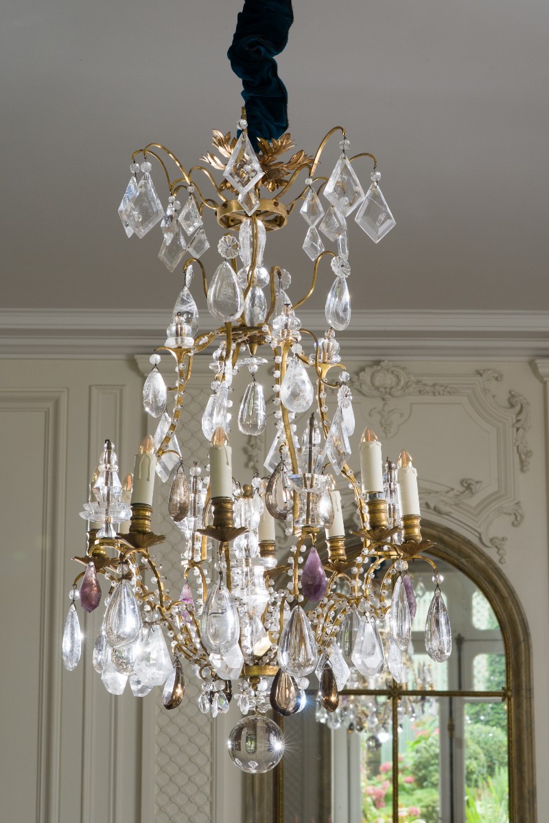 Eight-arm Gilt Bronze Cage Chandelier