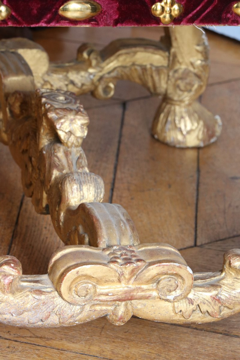 Louis XIV Period Armchair With A Molded And Carved Flat Back-photo-7