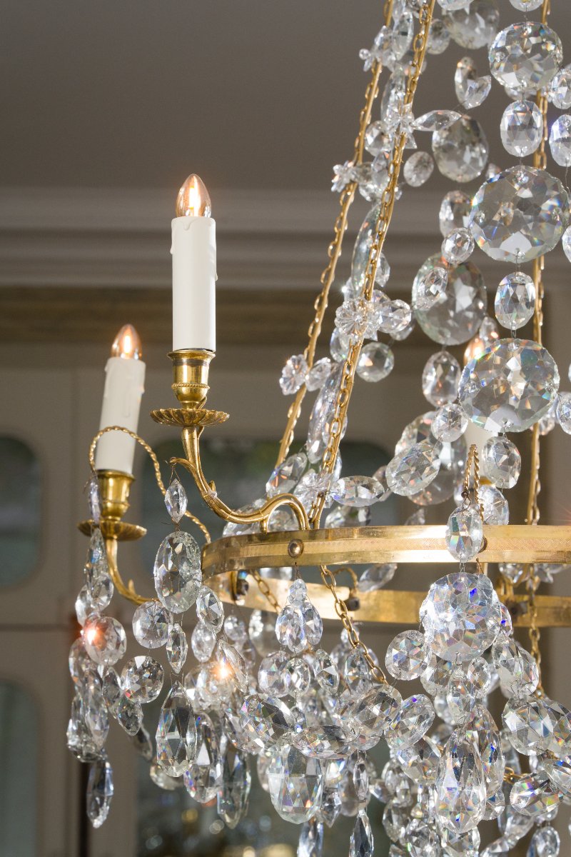 Louis XVI Crystal And Gilt Bronze Chandelier With Six Light Arms-photo-2