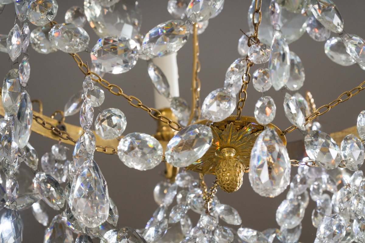 Louis XVI Crystal And Gilt Bronze Chandelier With Six Light Arms-photo-3