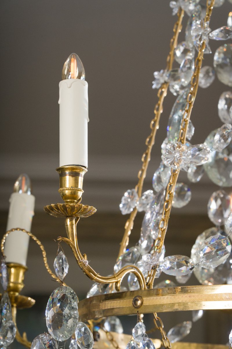 Louis XVI Crystal And Gilt Bronze Chandelier With Six Light Arms-photo-4