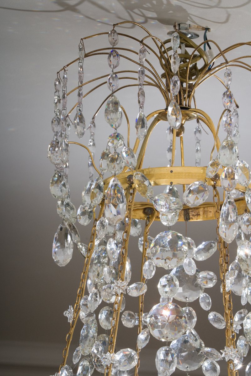 Louis XVI Crystal And Gilt Bronze Chandelier With Six Light Arms-photo-1