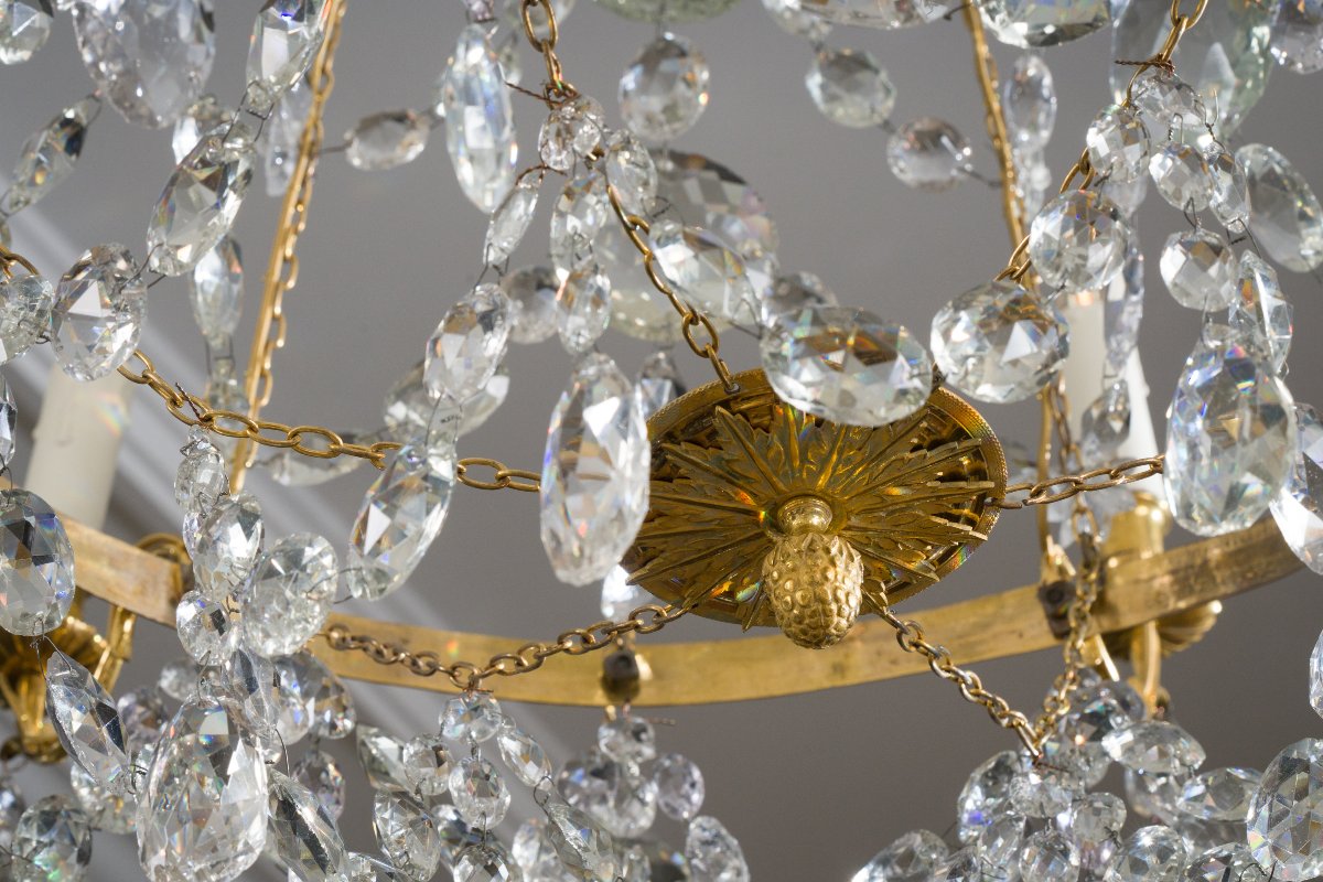Louis XVI Crystal And Gilt Bronze Chandelier With Six Light Arms-photo-2