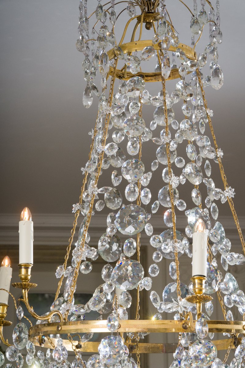 Louis XVI Crystal And Gilt Bronze Chandelier With Six Light Arms-photo-3
