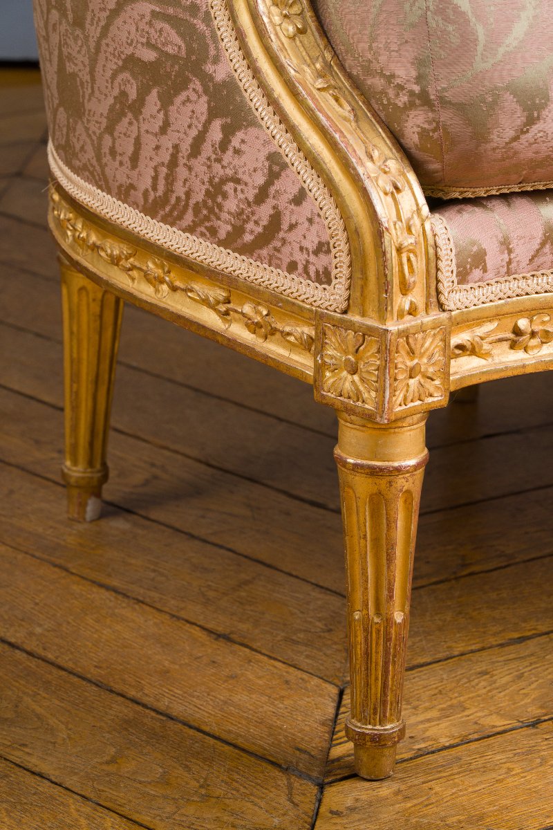 Paire de bergères Louis XVI, estampillée Antoine Gailliard-photo-2