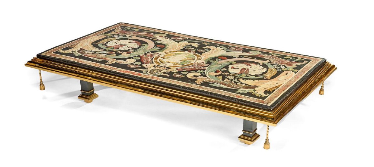 Plateau en scagliole, XVIIème siècle-photo-2