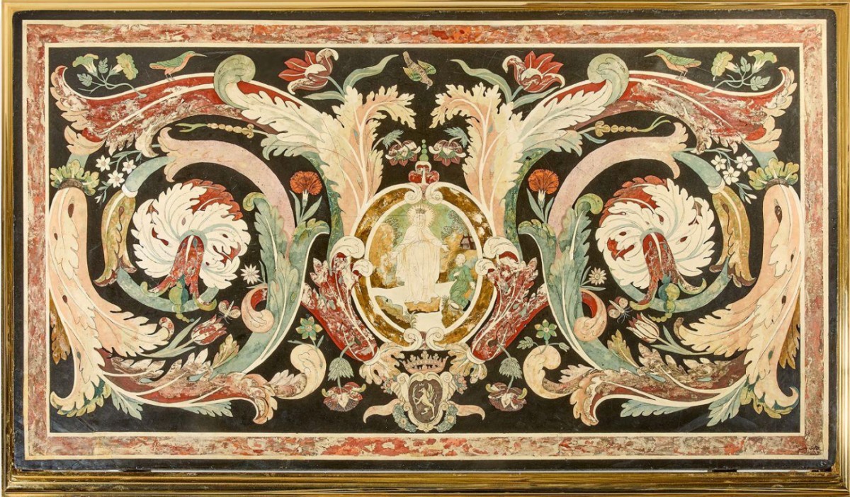 Plateau en scagliole, XVIIème siècle