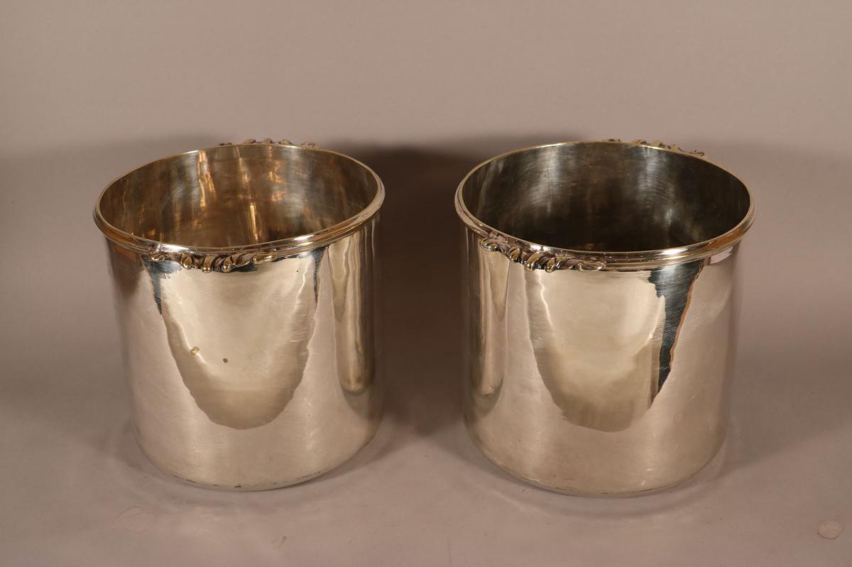 Pair Coolers, Eighteenth Century, Silver Plated.-photo-1