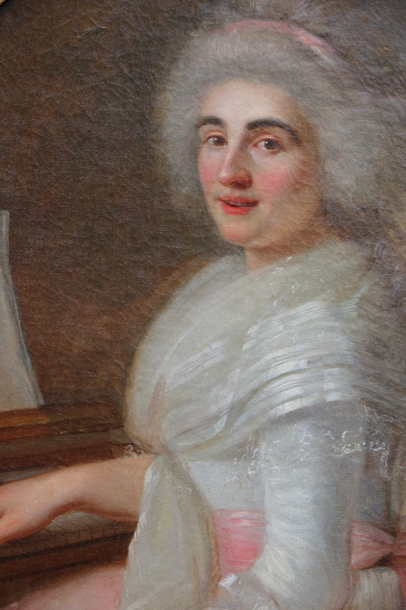 Attribué à Jean-François Marie Bellier (1745-1836) "Portrait d'une pianiste"-photo-2