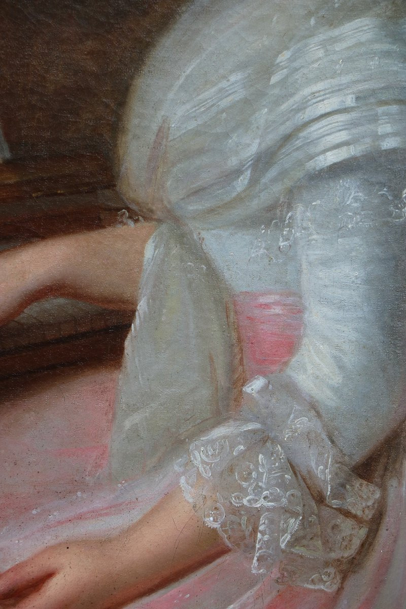 Attribué à Jean-François Marie Bellier (1745-1836) "Portrait d'une pianiste"-photo-2