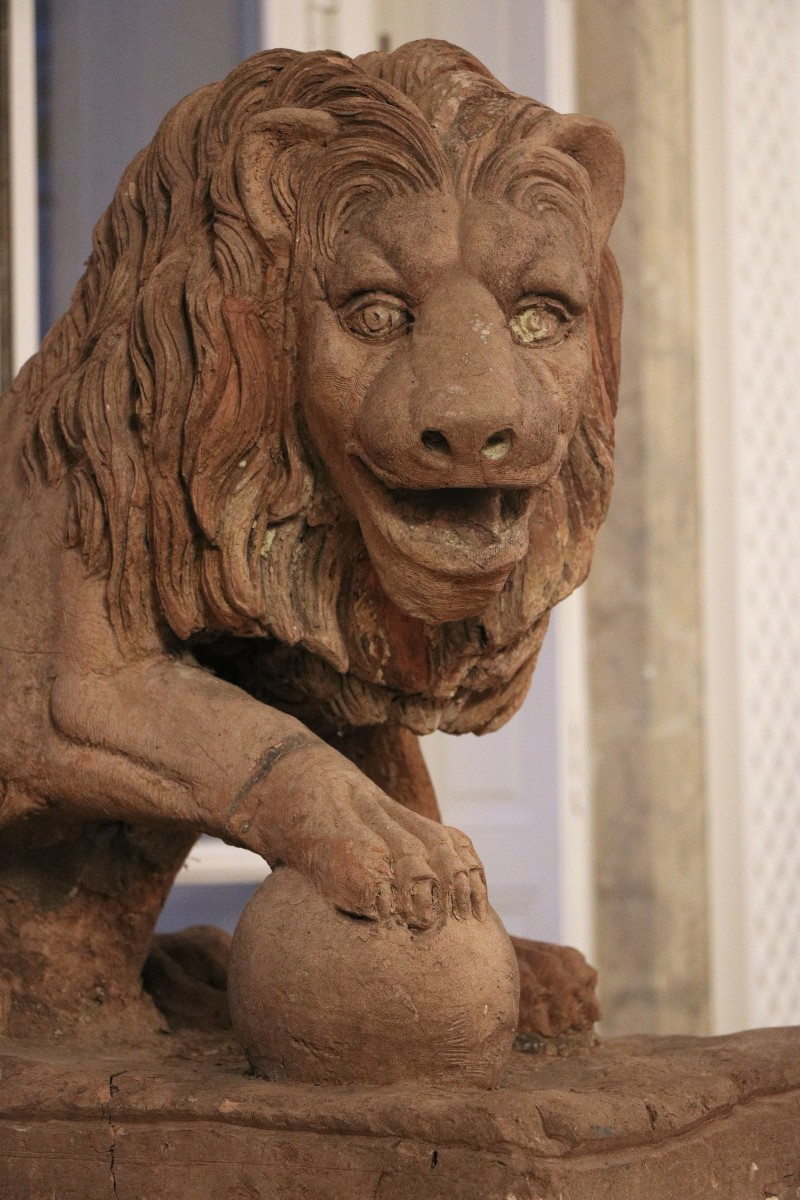 Pair Of Terracotta Lions-photo-1