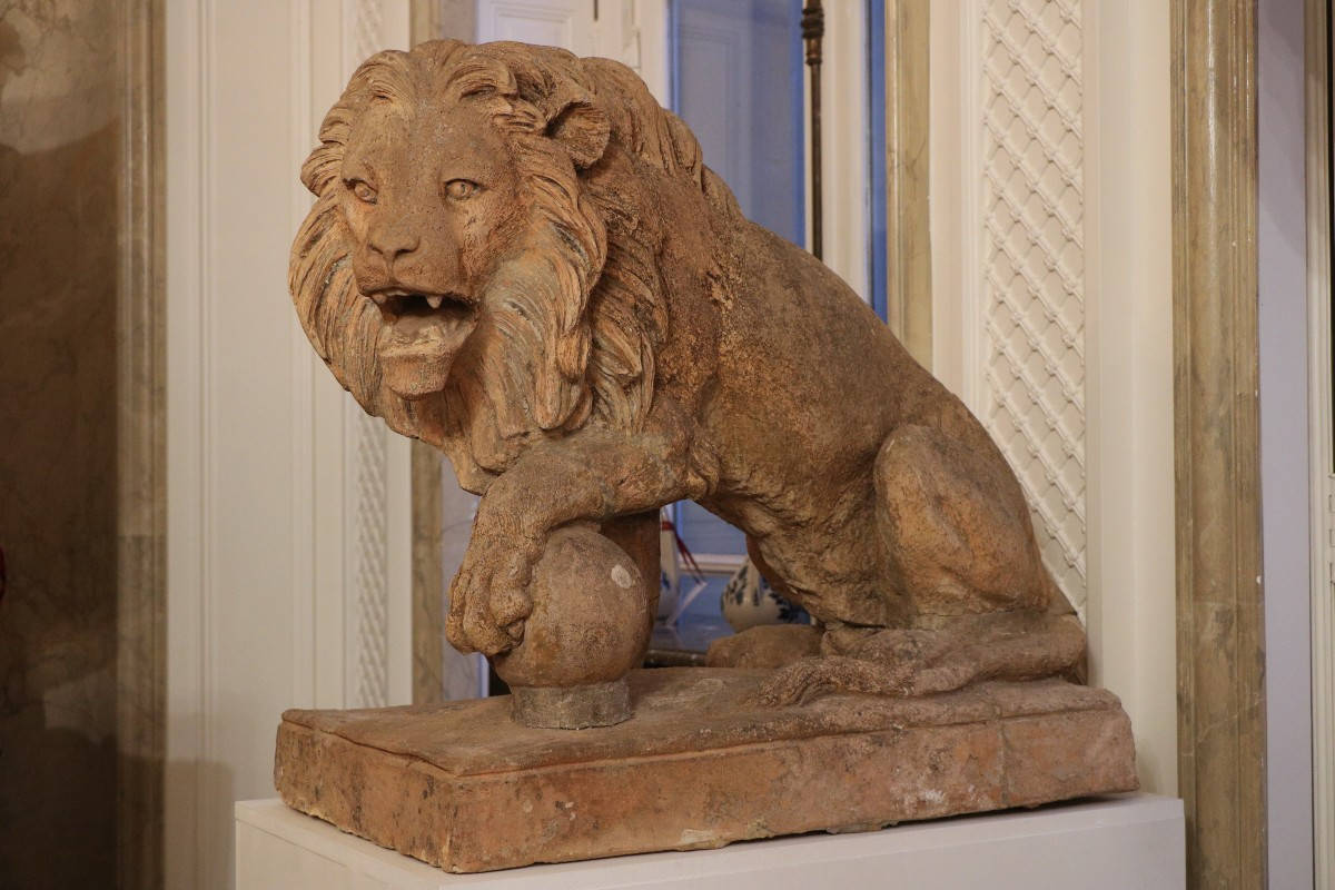 Pair Of Terracotta Lions