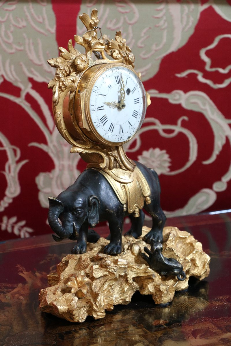 Pendule à l’éléphant d'époque Louis XV -photo-2