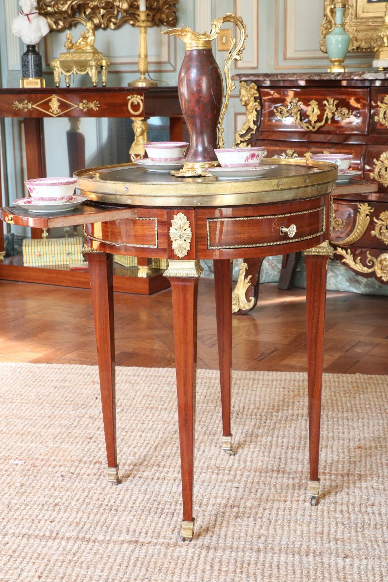 Mahogany Bouillotte Table Stamped C. Topino And Jme-photo-2