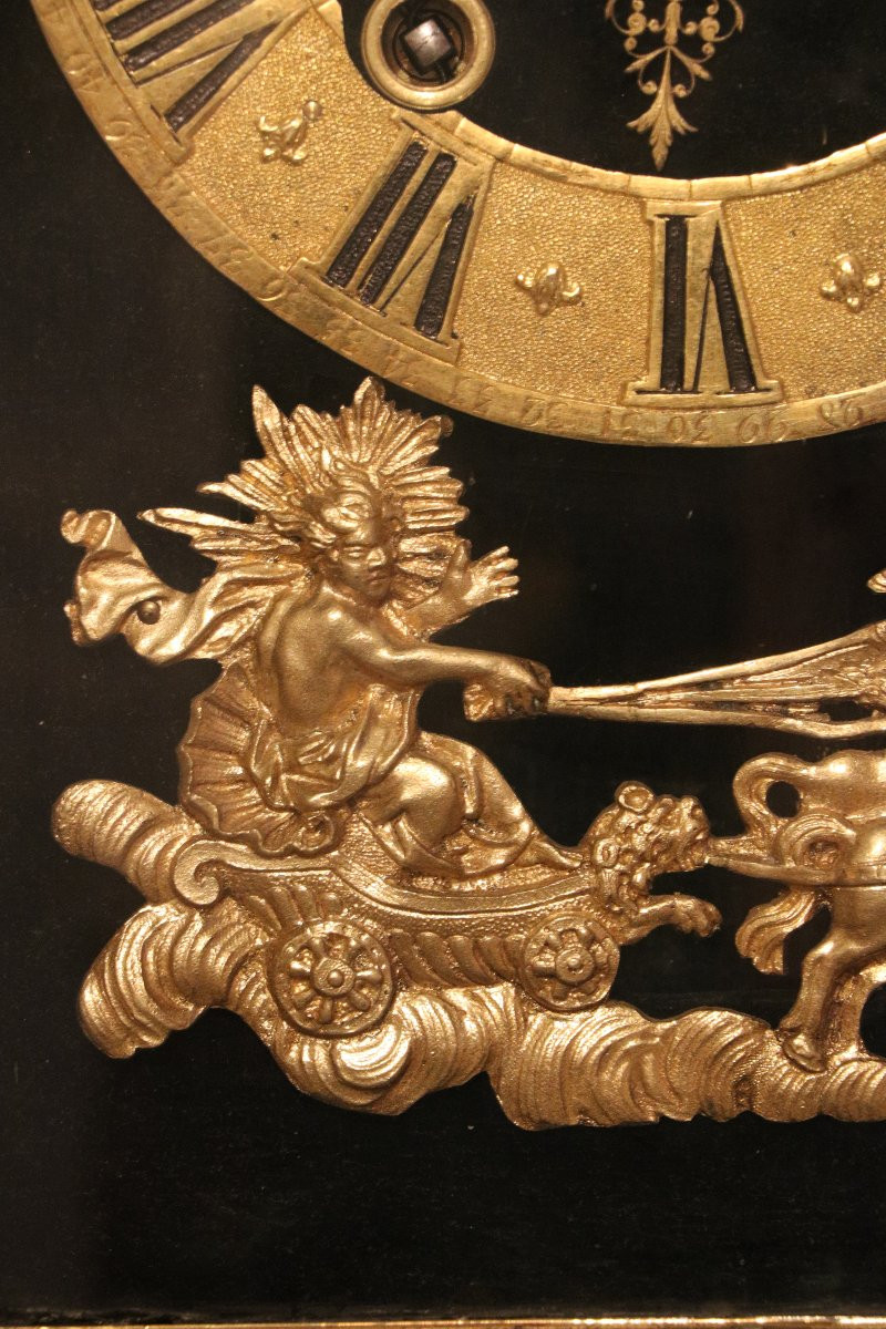 Religious Clock In Red Tortoiseshell And Brass Inlay, From The Louis XIV Period.-photo-1