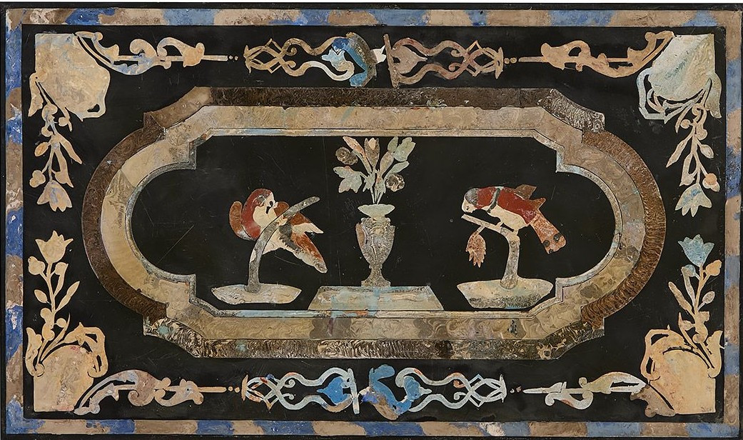 Plateau en marbre et scagliole XVIIème siècle